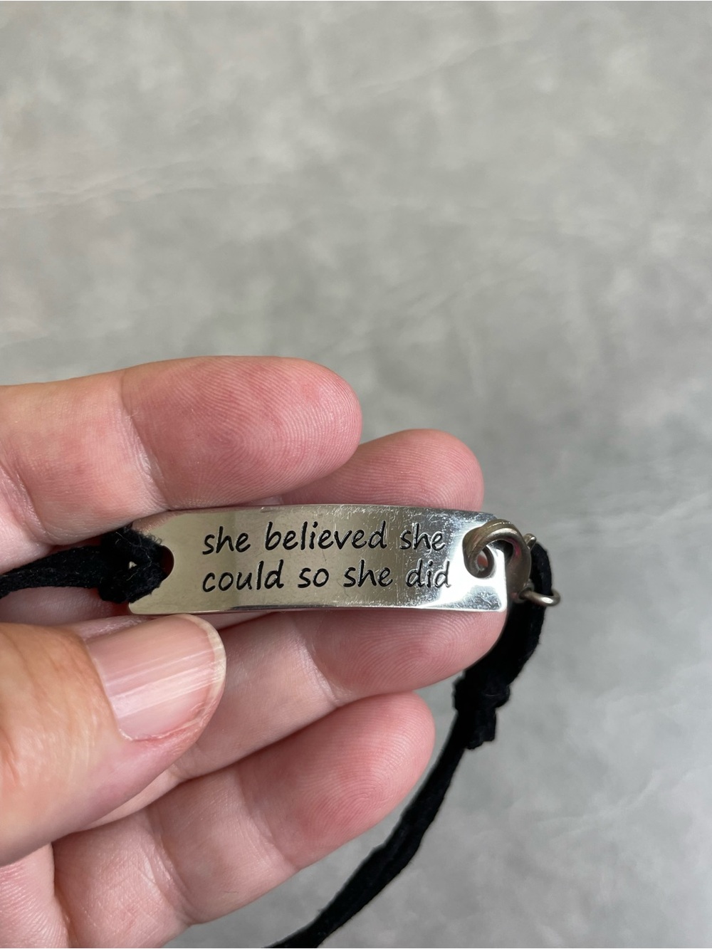 Inspirational Silver Tone Bracelet - 'she believed she could so she did’
